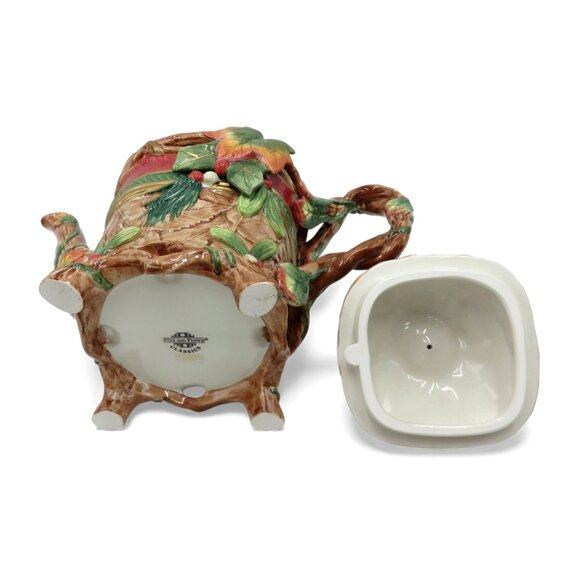 FITZ & FLOYD Classics Christmas Lodge Teapot With Pinecone and Leaf Design - Picture 11 of 13